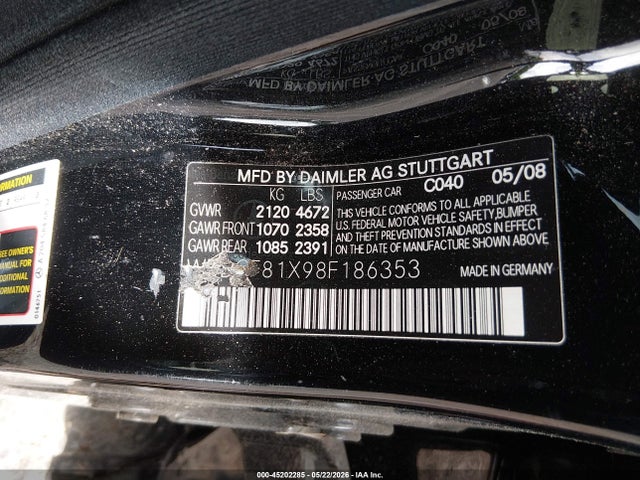 2008 Mercedes-benz C 300 Luxury 4matic/sport 4matic მანქანა იყიდება აუქციონზე, vin: WDDGF81X98F186353, აუქციონის ნომერი: 45202285