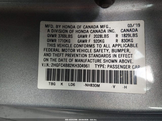 Honda Civic Sport 2019 2HGFC4B82KH304961 Image 9