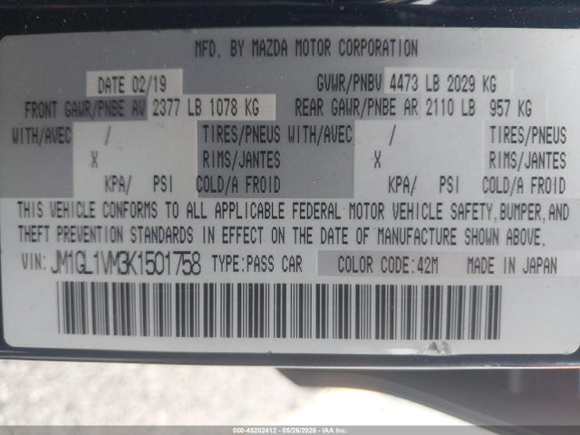 Mazda Mazda6 Touring 2019 JM1GL1VM3K1501758 Image 9