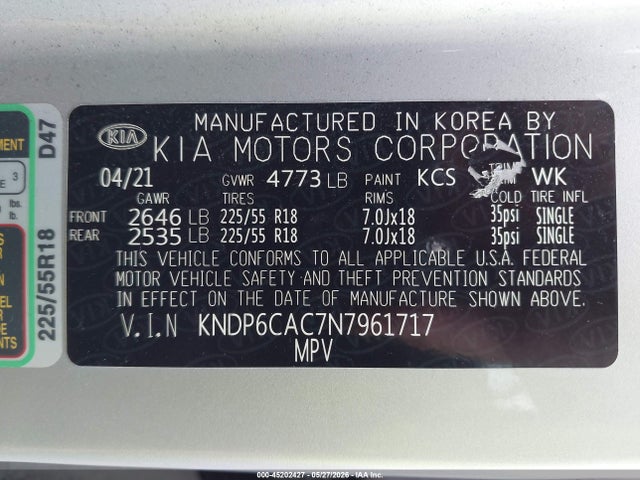 2022 Kia Sportage Nightfall Edition მანქანა იყიდება აუქციონზე, vin: KNDP6CAC7N7961717, აუქციონის ნომერი: 45202427