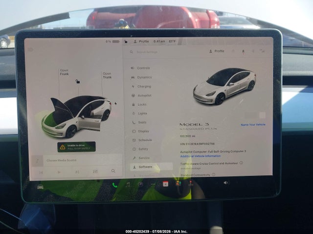 45202439 :رقم المزاد ، 5YJ3E1EA1MF002756 vin ، 2021 Tesla Model 3 Standard Range Plus Rear-wheel Drive مزاد بيع