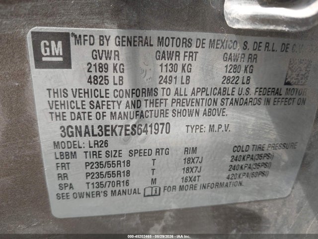3GNAL3EK7ES641970 Chevrolet Captiva Sport Lt
