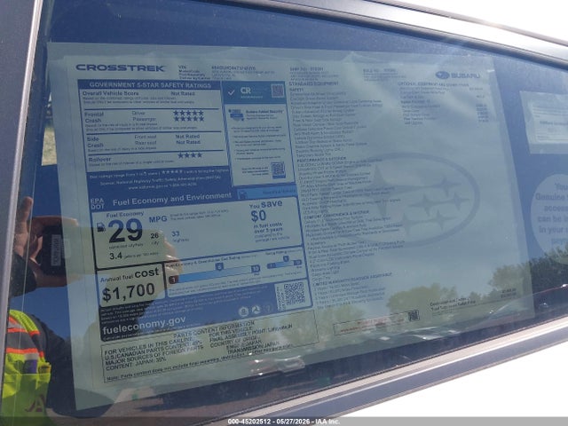 45202512 :رقم المزاد ، 4S4GUHD66T3742370 vin ، 2026 Subaru Crosstrek Premium مزاد بيع