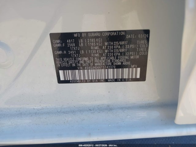4S4GUHD66T3742370 Subaru Crosstrek Premium
