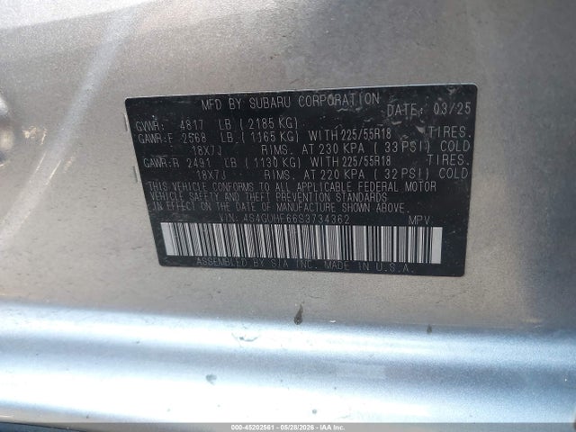 Продажа на аукционе авто 2025 Subaru Crosstrek Sport, vin: 4S4GUHF66S3734362, номер лота: 45202561