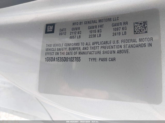 Продаж на аукціоні авто 2013 Cadillac Cts Standard, vin: 1G6DA1E35D0102765, номер лоту: 45202581