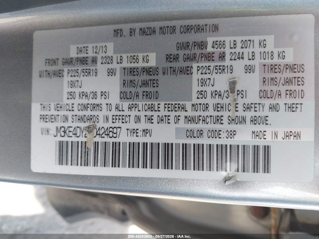 Aukcja sprzedaży 2014 Mazda Cx-5 Grand Touring, vin: JM3KE4DY2E0424697, numer aukcji: 45202603