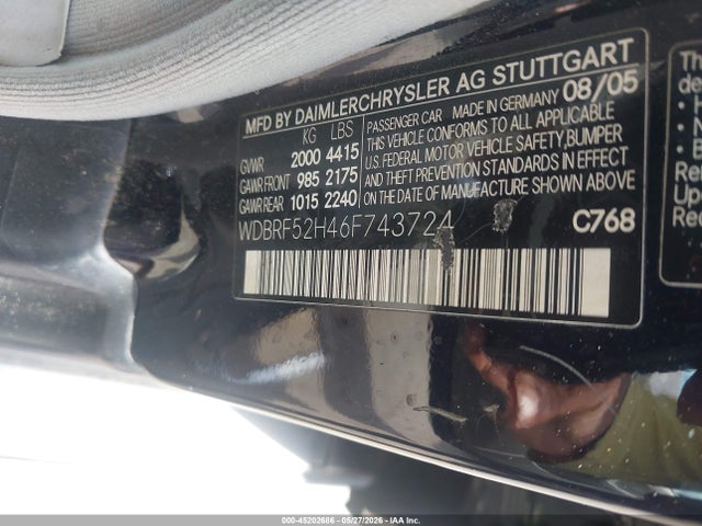 Aukcja sprzedaży 2006 Mercedes-benz C-class Sport, vin: WDBRF52H46F743724, numer aukcji: 45202686