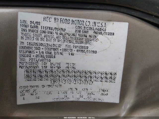 Продажа на аукционе авто 2002 Mercury Sable Gs, vin: 1MEFM50UX2A639707, номер лота: 45202688