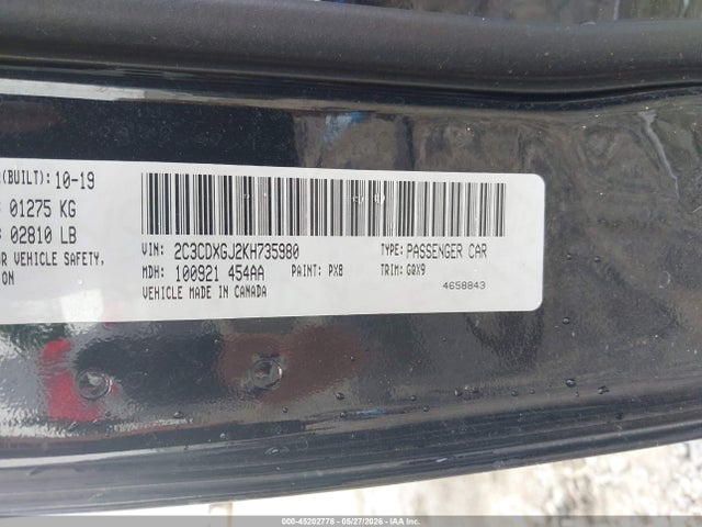 2C3CDXGJ2KH735980 Dodge Charger Scat Pack Rwd