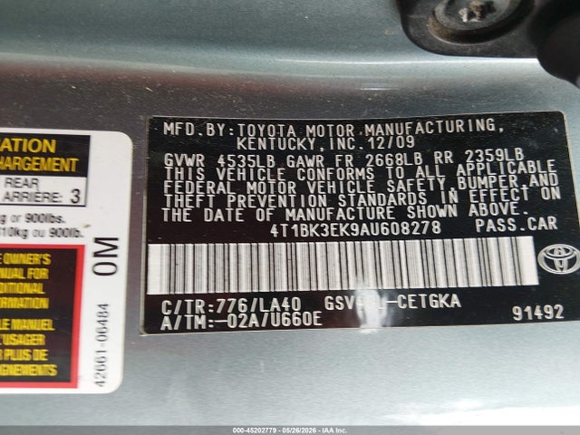 Продаж на аукціоні авто 2010 Toyota Camry Xle V6, vin: 4T1BK3EK9AU608278, номер лоту: 45202779