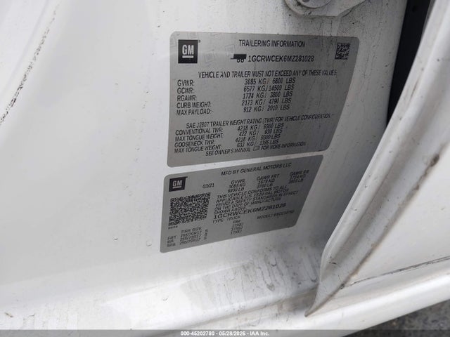 1GCRWCEK6MZ281028 Chevrolet Silverado 1500 2wd Standard Bed Lt