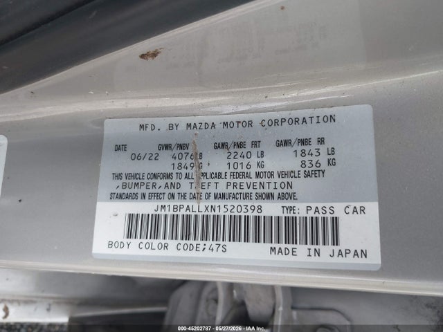 Продаж на аукціоні авто 2022 Mazda Mazda3 Preferred, vin: JM1BPALLXN1520398, номер лоту: 45202787