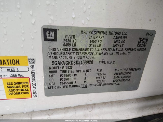 Продажа на аукционе авто 2013 Buick Enclave Leather, vin: 5GAKVCKD3DJ163920, номер лота: 45202794