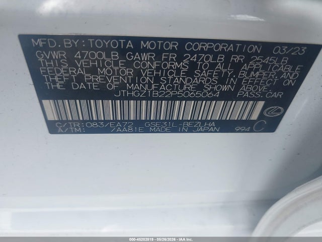 Продажа на аукционе авто 2023 Lexus Is 350 F Sport, vin: JTHGZ1B22P5065064, номер лота: 45202819