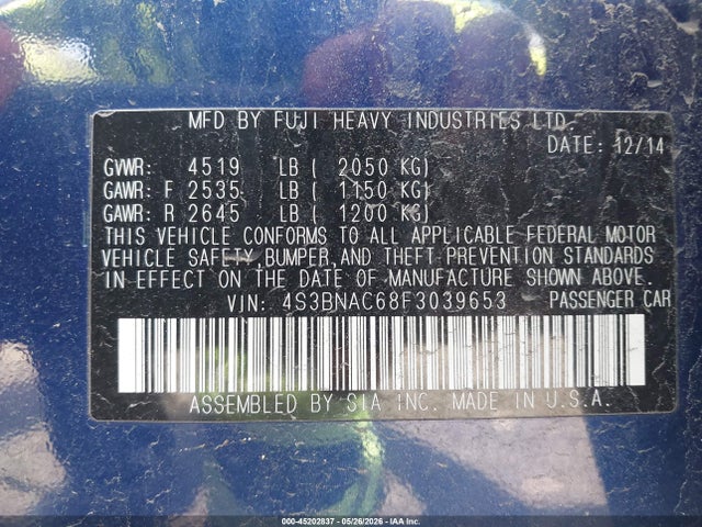 4S3BNAC68F3039653 Subaru Legacy 2.5i Premium
