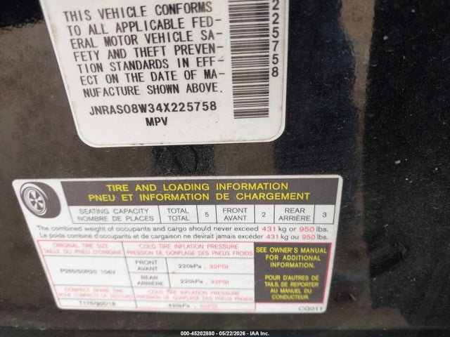 Продаж на аукціоні авто 2004 Infiniti Fx35, vin: JNRAS08W34X225758, номер лоту: 45202880