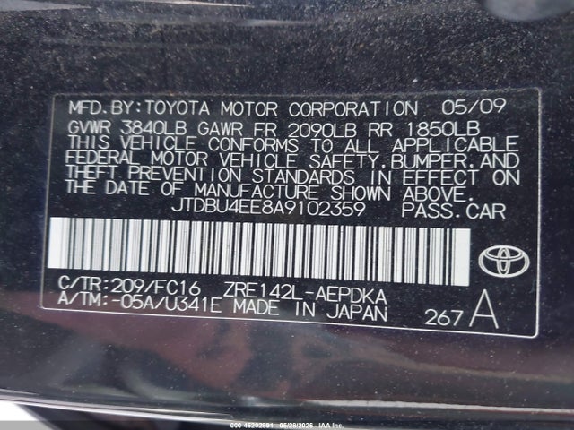 45202891 :رقم المزاد ، JTDBU4EE8A9102359 vin ، 2010 Toyota Corolla Le مزاد بيع