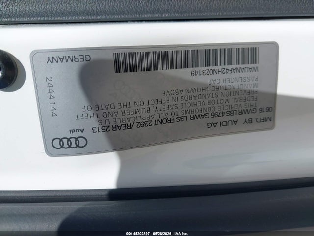 Продажа на аукционе авто 2017 Audi A4 2.0t Premium, vin: WAUANAF42HN023149, номер лота: 45202897