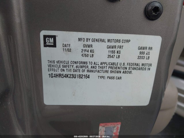 2003 Buick Lesabre Limited მანქანა იყიდება აუქციონზე, vin: 1G4HR54K23U182164, აუქციონის ნომერი: 45202909