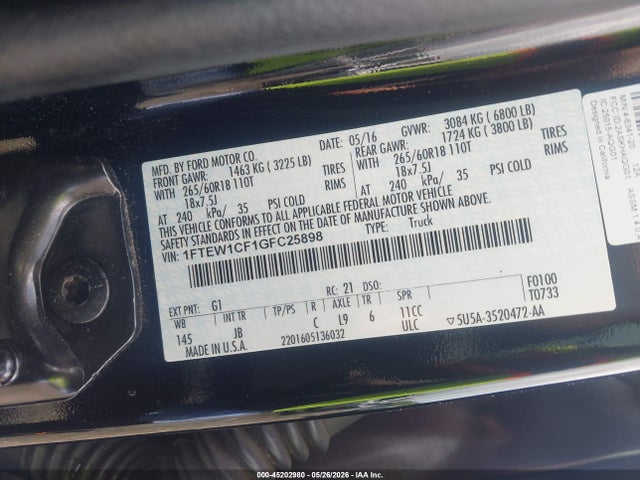 Ford F-150 Xlt 2016 1FTEW1CF1GFC25898 Image 9