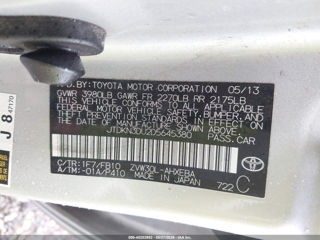 Aukcja sprzedaży 2013 Toyota Prius Three, vin: JTDKN3DU2D5645380, numer aukcji: 45202992