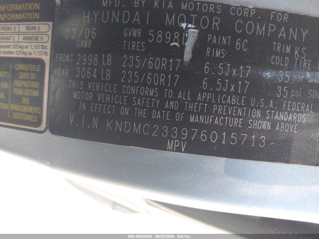 Продаж на аукціоні авто 2007 Hyundai Entourage Gls/limited/se, vin: KNDMC233976015713, номер лоту: 45203004