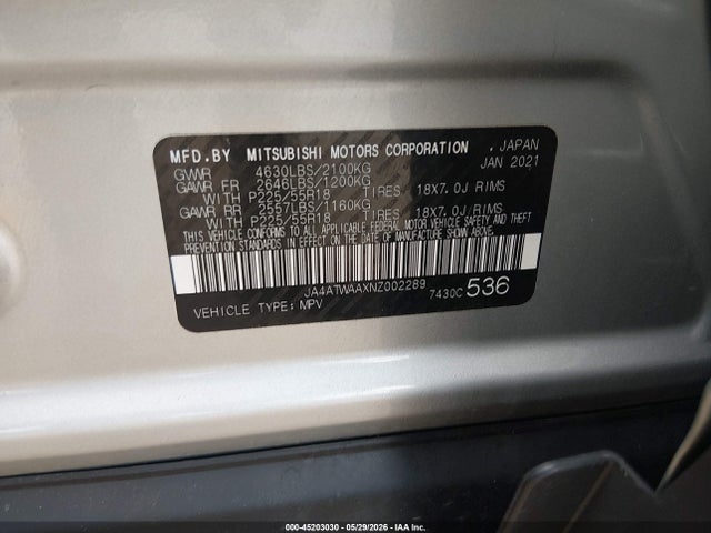 JA4ATWAAXNZ002289 Mitsubishi Eclipse Cross Se S-awc/se Special Edition S-awc/sel S-awc/sel Special Edition S-awc