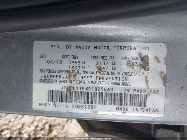45203061 :رقم المزاد ، JM1BL1TF8D1825869 vin ، 2013 Mazda Mazda3 I Sv مزاد بيع