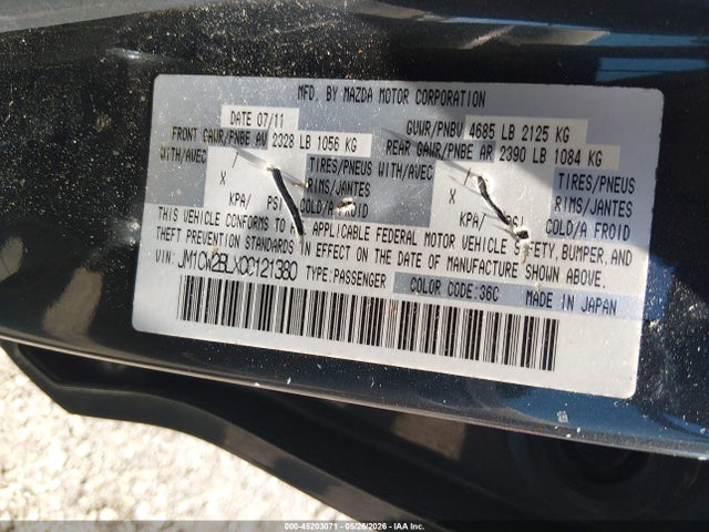 Продажа на аукционе авто 2012 Mazda Mazda5 Sport, vin: JM1CW2BLXC0121380, номер лота: 45203071