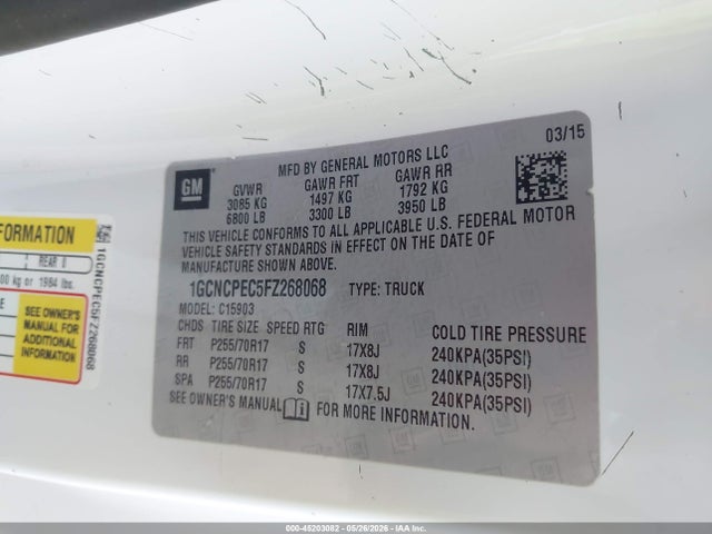 1GCNCPEC5FZ268068 Chevrolet Silverado 1500 Wt