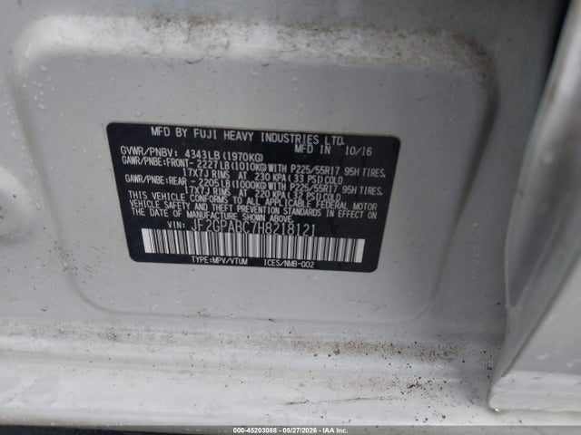 Aukcja sprzedaży 2017 Subaru Crosstrek 2.0i Premium, vin: JF2GPABC7H8218121, numer aukcji: 45203088