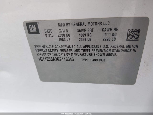 1G11E5SA3GF110646 Chevrolet Malibu Limited Ltz