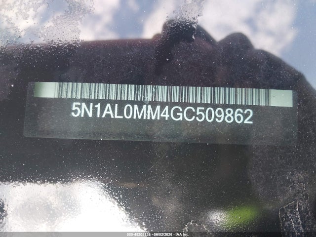 45203136 :رقم المزاد ، 5N1AL0MM4GC509862 vin ، 2016 Infiniti Qx60 مزاد بيع