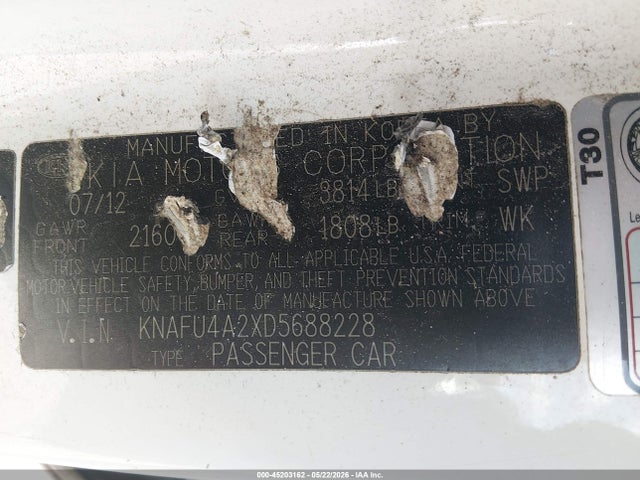 Продажа на аукционе авто 2013 Kia Forte Ex, vin: KNAFU4A2XD5688228, номер лота: 45203162