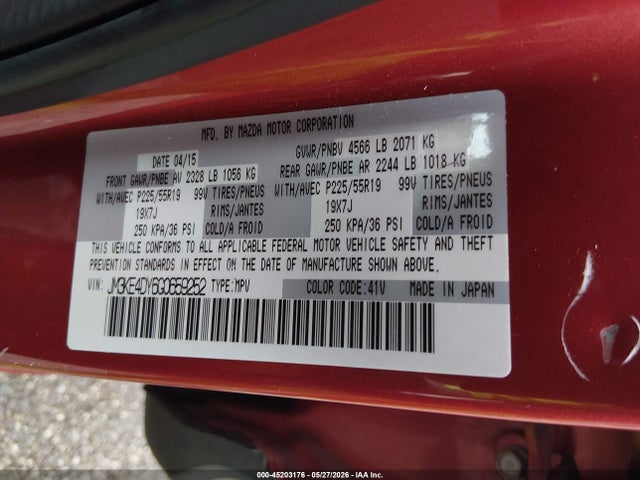2016 Mazda Cx-5 Grand Touring მანქანა იყიდება აუქციონზე, vin: JM3KE4DY6G0659252, აუქციონის ნომერი: 45203176