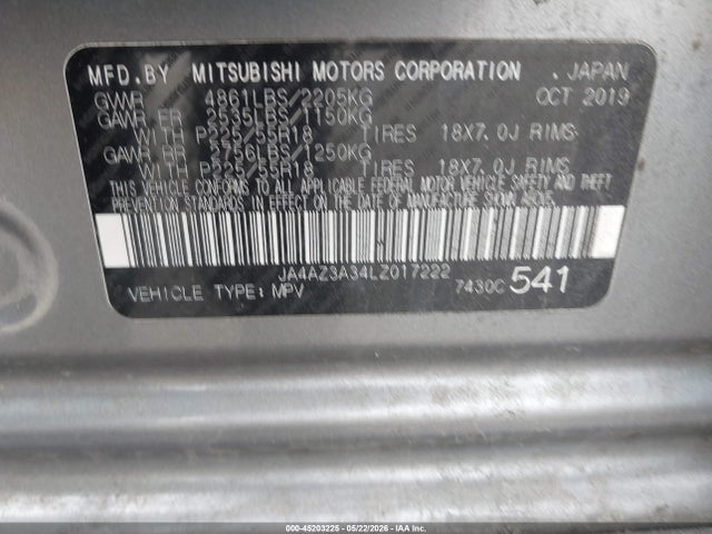 Продаж на аукціоні авто 2020 Mitsubishi Outlander Es 2.4 S-awc, vin: JA4AZ3A34LZ017222, номер лоту: 45203225