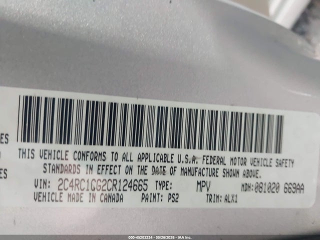 Aukcja sprzedaży 2012 Chrysler Town & Country Touring-l, vin: 2C4RC1CG2CR124665, numer aukcji: 45203234
