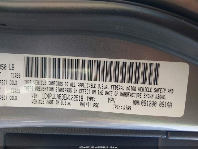 45203269 :رقم المزاد ، 1C4PJLAB3EW122918 vin ، 2014 Jeep Cherokee Sport مزاد بيع
