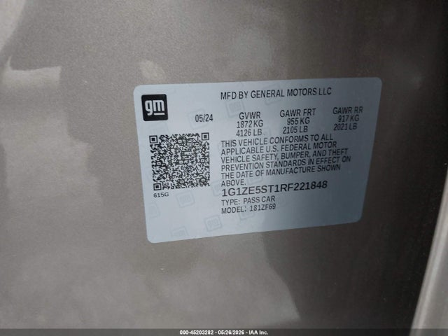 1G1ZE5ST1RF221848 Chevrolet Malibu Fwd 2lt