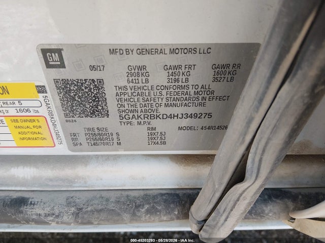Продажа на аукционе авто 2017 Buick Enclave Leather, vin: 5GAKRBKD4HJ349275, номер лота: 45203293