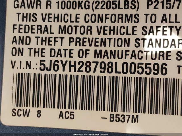 2008 Honda Element Ex მანქანა იყიდება აუქციონზე, vin: 5J6YH28798L005596, აუქციონის ნომერი: 45203303