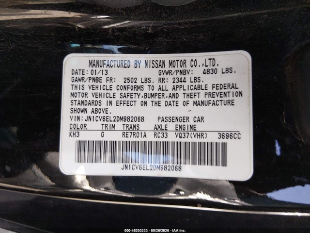 Aukcja sprzedaży 2013 Infiniti G37x, vin: JN1CV6EL2DM982068, numer aukcji: 45203323