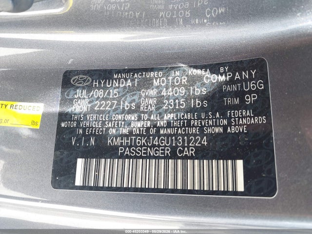 Aukcja sprzedaży 2016 Hyundai Genesis 3.8 Base, vin: KMHHT6KJ4GU131224, numer aukcji: 45203349