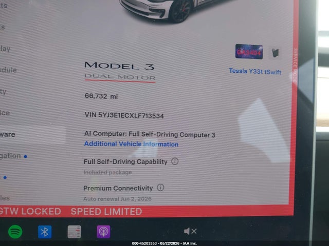 5YJ3E1ECXLF713534 Tesla Model 3 Performance Dual Motor All-wheel Drive