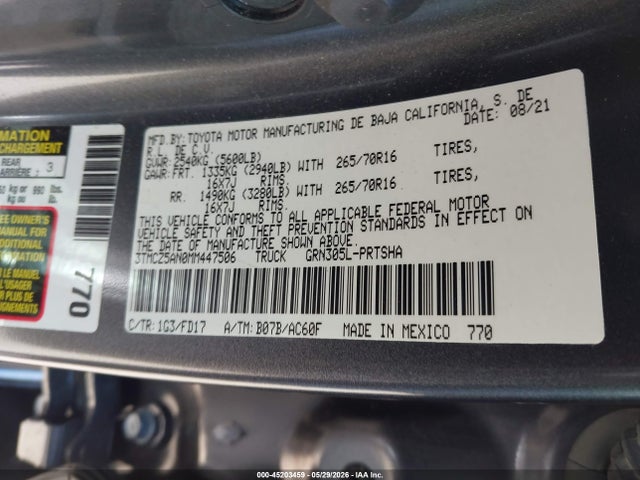 Aukcja sprzedaży 2021 Toyota Tacoma Trd Off-road, vin: 3TMCZ5AN0MM447506, numer aukcji: 45203459