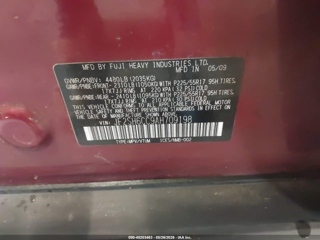 Продажа на аукционе авто 2010 Subaru Forester 2.5x Premium, vin: JF2SH6CC9AH709198, номер лота: 45203463