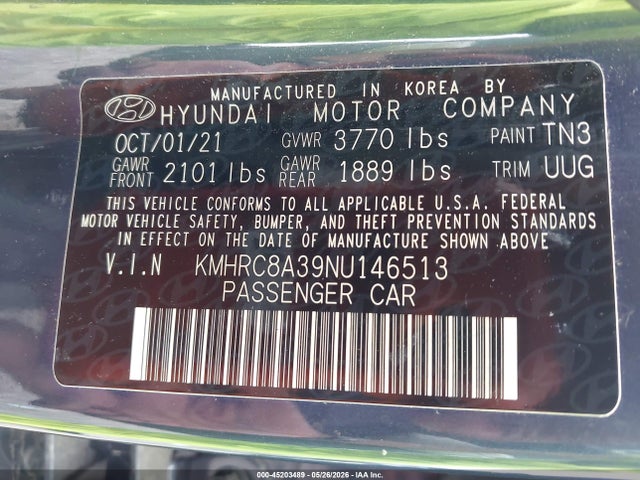Продажа на аукционе авто 2022 Hyundai Venue Limited, vin: KMHRC8A39NU146513, номер лота: 45203489