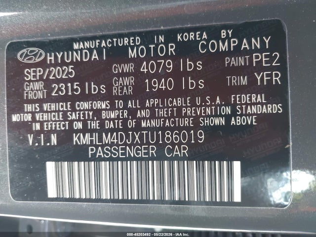Продаж на аукціоні авто 2026 Hyundai Elantra Hybrid Blue, vin: KMHLM4DJXTU186019, номер лоту: 45203492