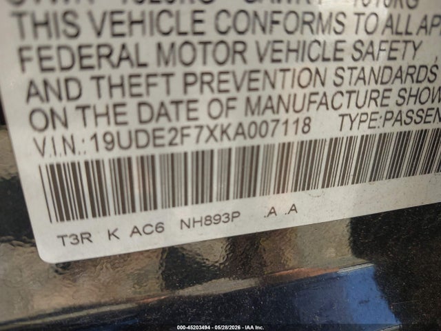 Aukcja sprzedaży 2019 Acura Ilx Premium Package/w/technology Pkg, vin: 19UDE2F7XKA007118, numer aukcji: 45203494